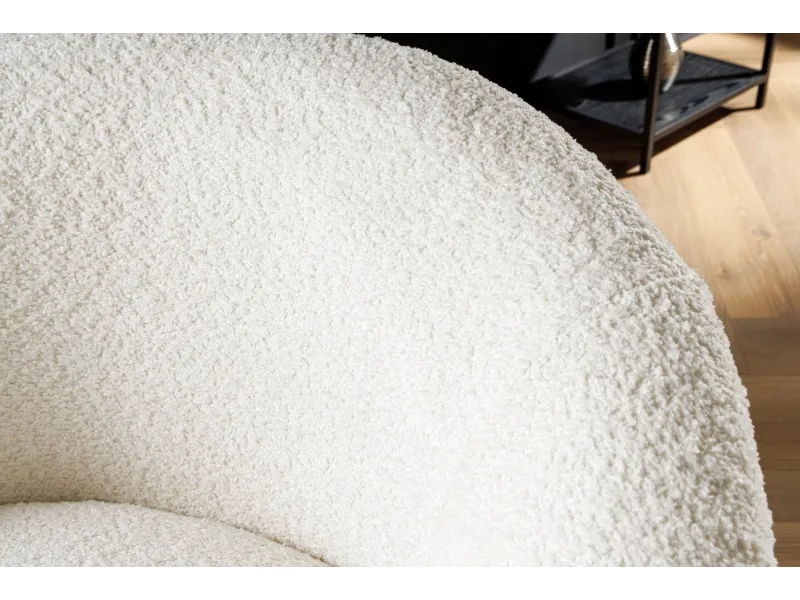 Fauteuil pivotant Alpine 360° en bouclé blanc — Confort & design