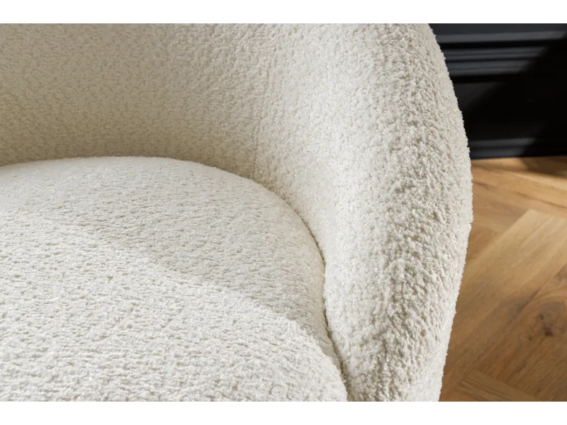Fauteuil pivotant Alpine 360° en bouclé blanc — Confort & design