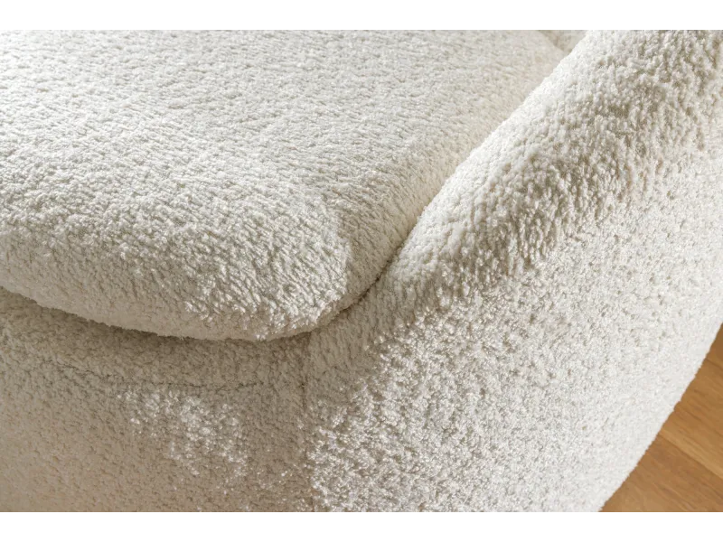 Fauteuil pivotant Alpine 360° en bouclé blanc — Confort & design