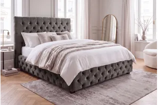 Lit Chesterfield Paris 160x200 cm — Velours olive gris élégant