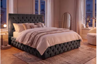 Lit Chesterfield Paris 160x200 cm — Velours olive gris élégant 2