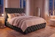 Lit Chesterfield Paris 160x200 cm — Velours olive gris élégant