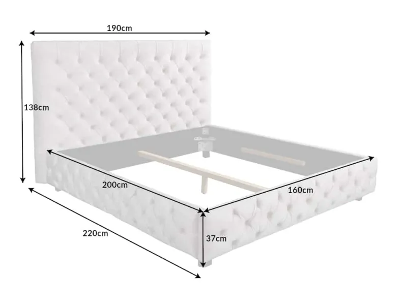 Lit Chesterfield Paris 160x200 cm — Velours olive gris élégant