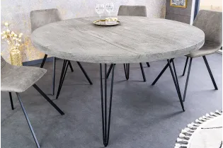Table ronde Scorpion Ø120 cm — Manguier massif gris, pieds métal 2