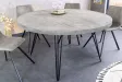 Table ronde Scorpion Ø120 cm — Manguier massif gris, pieds métal