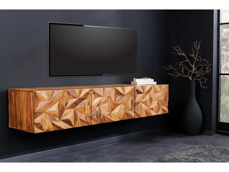Meuble TV suspendu Alpine 160 cm — Sheesham massif naturel