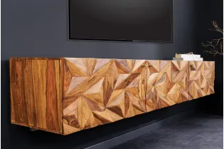 Meuble TV suspendu Alpine 160 cm — Sheesham massif naturel 2