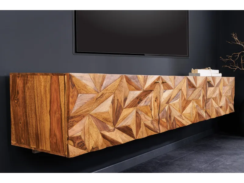 Meuble TV suspendu Alpine 160 cm — Sheesham massif naturel