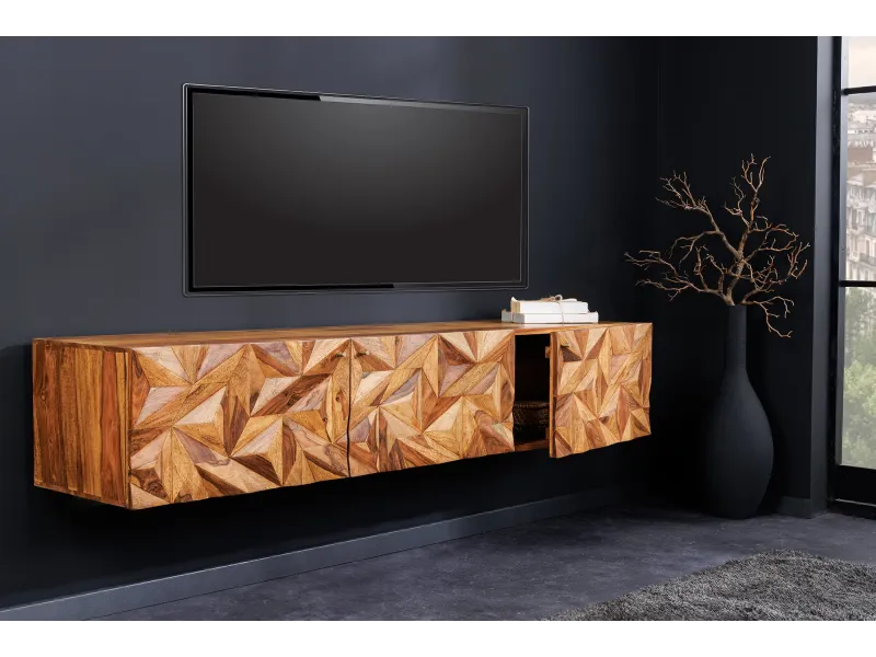 Meuble TV suspendu Alpine 160 cm — Sheesham massif naturel