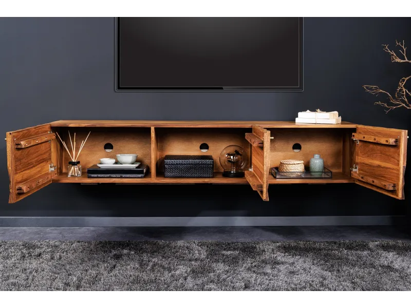 Meuble TV suspendu Alpine 160 cm — Sheesham massif naturel