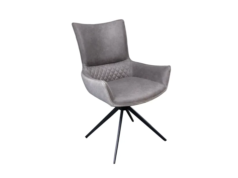 Chaise pivotante microfibre gris bicolore Alpine — lot de 2