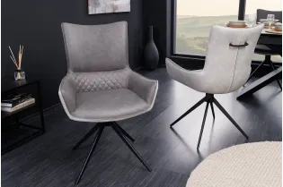 Chaise pivotante microfibre gris bicolore Alpine — lot de 2