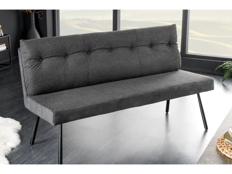 Banquette velours anthracite 160 cm Big George — ressorts