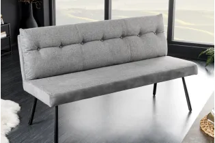 Banquette velours gris 160 cm Big George — ressorts ensachés