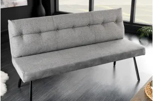 Banquette velours gris 160 cm Big George — ressorts ensachés 2