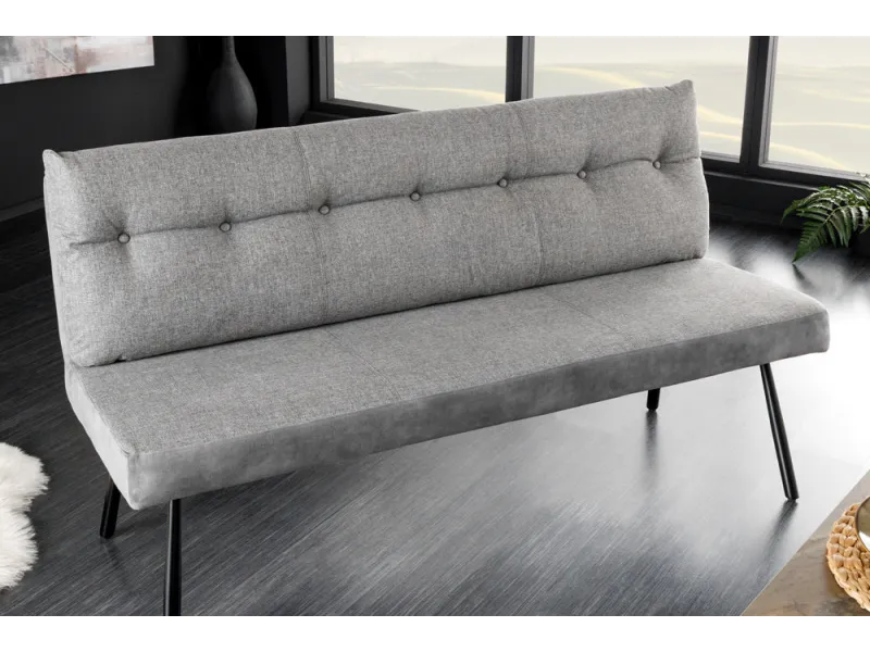 Banquette velours gris 160 cm Big George — ressorts ensachés