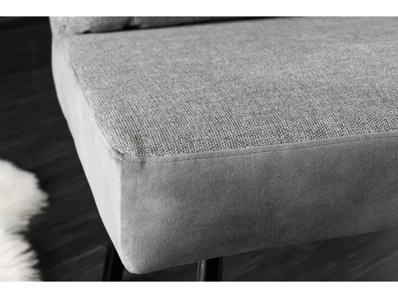 Banquette velours gris 160 cm Big George — ressorts ensachés