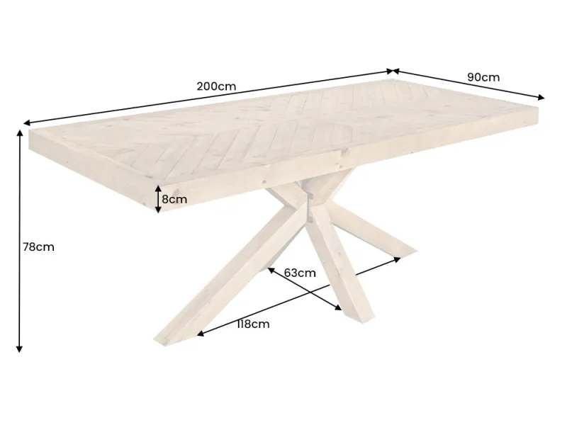 Table à manger Mosaic 200 cm en pin massif naturel — Adeniahome