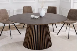 Table ronde Valhalla Wood Ø 140 cm chêne foncé — Adeniahome