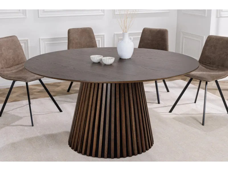 Table ronde Valhalla Wood Ø 140 cm chêne foncé — Adeniahome