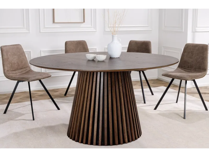 Table ronde Valhalla Wood Ø 140 cm chêne foncé — Adeniahome