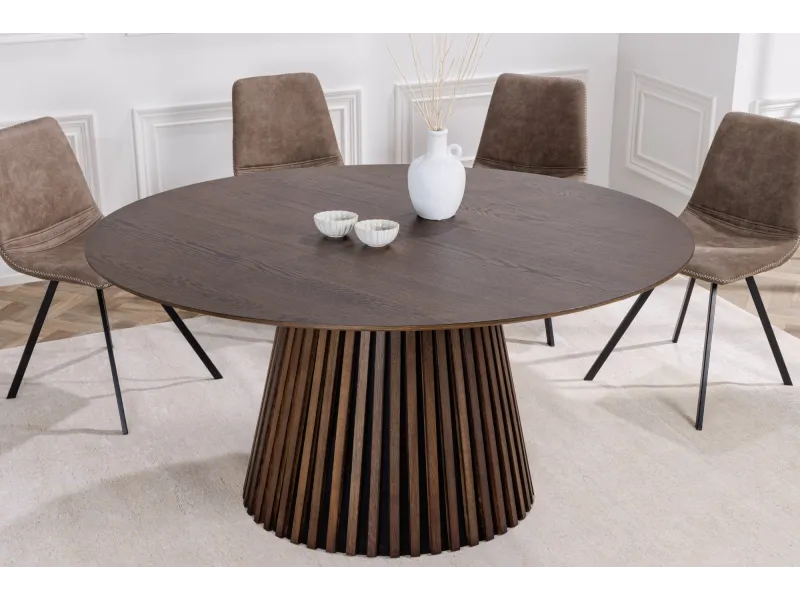 Table ronde Valhalla Wood Ø 140 cm chêne foncé — Adeniahome