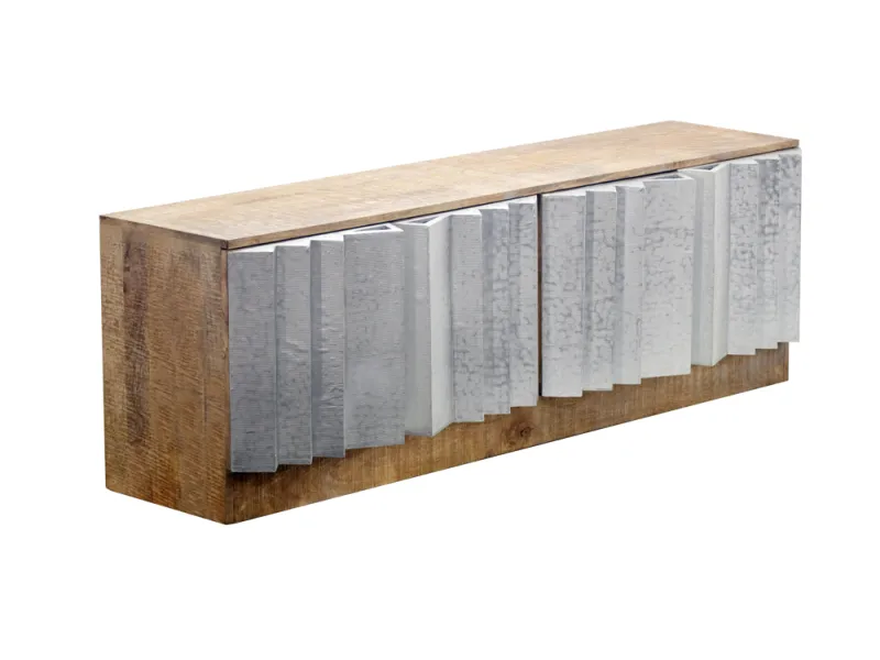 Meuble TV Zalvero 150 cm manguier massif aluminium — Adeniahome