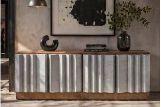 Meuble TV Zalvero 150 cm manguier massif aluminium — Adeniahome 2