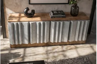 Meuble TV Zalvero 150 cm manguier massif aluminium — Adeniahome