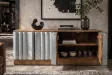 Meuble TV Zalvero 150 cm manguier massif aluminium — Adeniahome