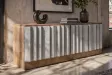 Meuble TV Zalvero 150 cm manguier massif aluminium — Adeniahome
