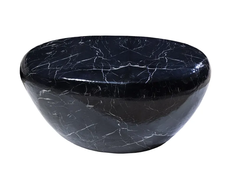 Table basse STONE 75 cm aluminium noir effet marbre — Adeniahome