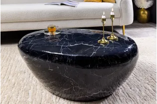 Table basse STONE 75 cm aluminium noir effet marbre — Adeniahome