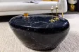 Table basse STONE 75 cm aluminium noir effet marbre — Adeniahome