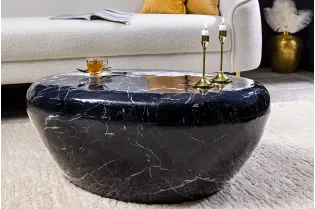 Table basse STONE 75 cm aluminium noir effet marbre — Adeniahome 2