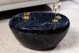 Table basse STONE 75 cm aluminium noir effet marbre — Adeniahome
