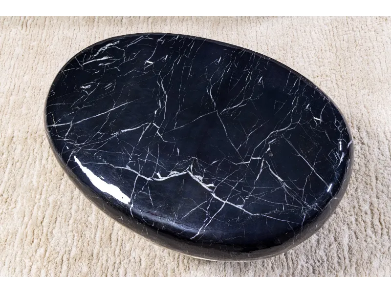 Table basse STONE 75 cm aluminium noir effet marbre — Adeniahome