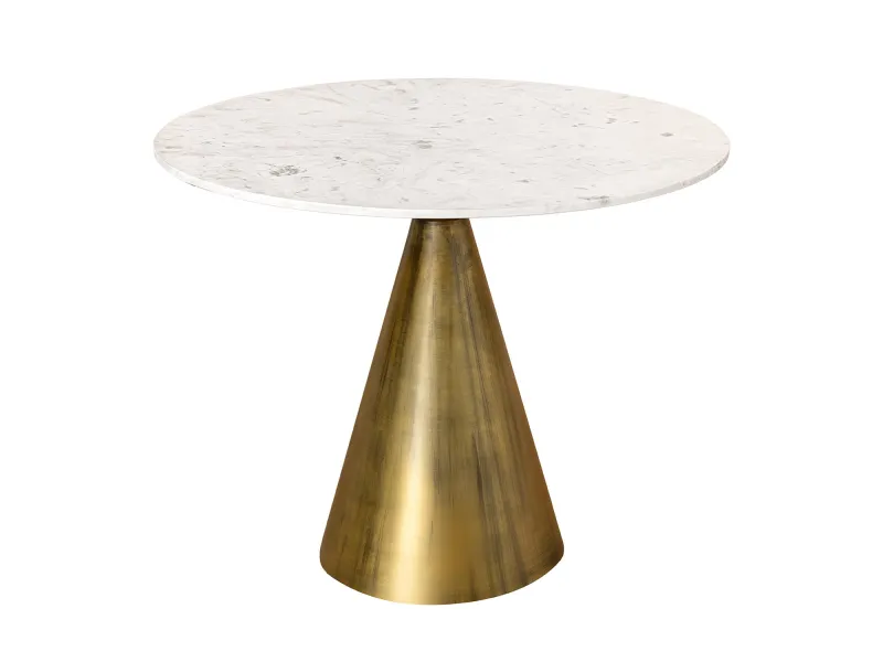 Table à manger ELEGANCIA Ø 100 cm marbre blanc pied cuivré