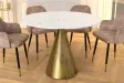 Table à manger ELEGANCIA Ø 100 cm marbre blanc pied cuivré