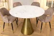 Table à manger ELEGANCIA Ø 100 cm marbre blanc pied cuivré
