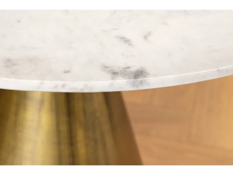 Table à manger ELEGANCIA Ø 100 cm marbre blanc pied cuivré