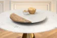 Table à manger ELEGANCIA Ø 100 cm marbre blanc pied cuivré