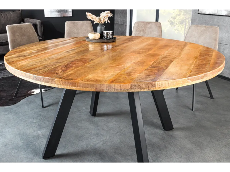 Table ronde IRON CRAFT 140 cm en manguier massif — Adeniahome
