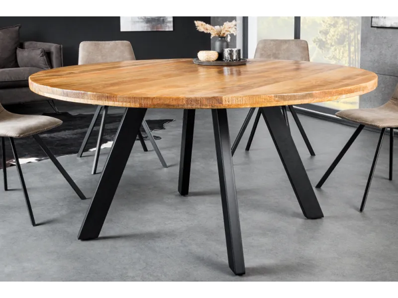 Table ronde IRON CRAFT 140 cm en manguier massif — Adeniahome