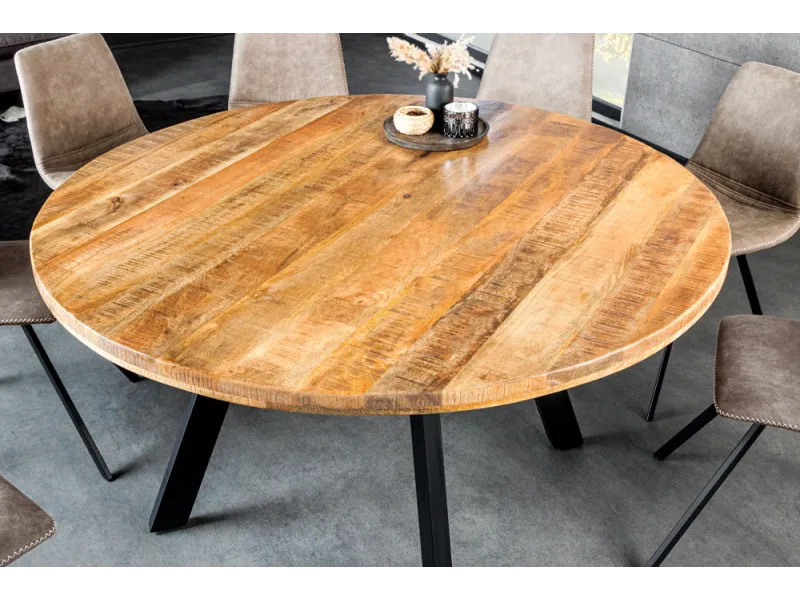 Table ronde IRON CRAFT 140 cm en manguier massif — Adeniahome