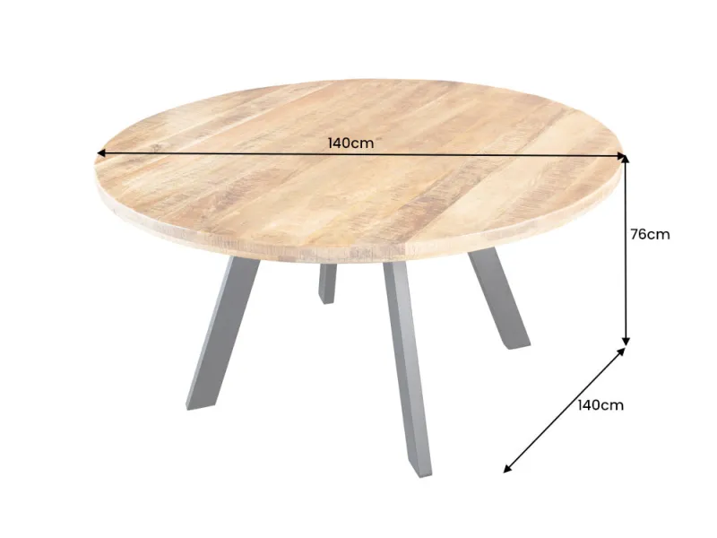 Table ronde IRON CRAFT 140 cm en manguier massif — Adeniahome
