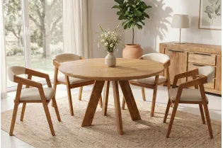 Table ronde ART WOOD Ø 120 cm en manguier massif — Adeniahome