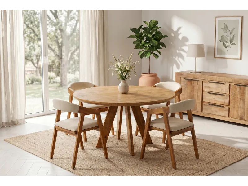 Table ronde ART WOOD Ø 120 cm en manguier massif — Adeniahome