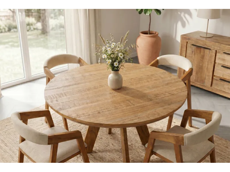 Table ronde ART WOOD Ø 120 cm en manguier massif — Adeniahome