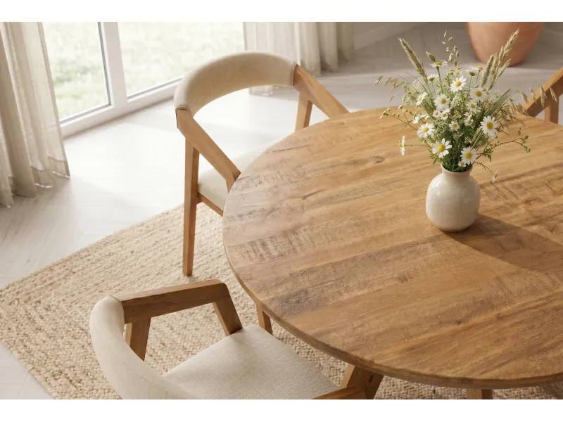 Table ronde ART WOOD Ø 120 cm en manguier massif — Adeniahome